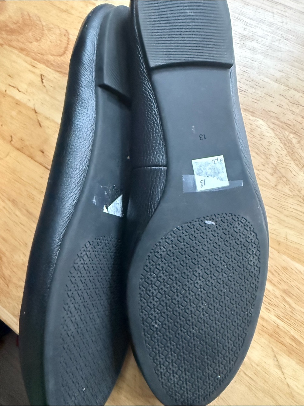 Tory Burch Black Leather Ballet Flats with Gold Logo Medallions - Picture 2 of 5